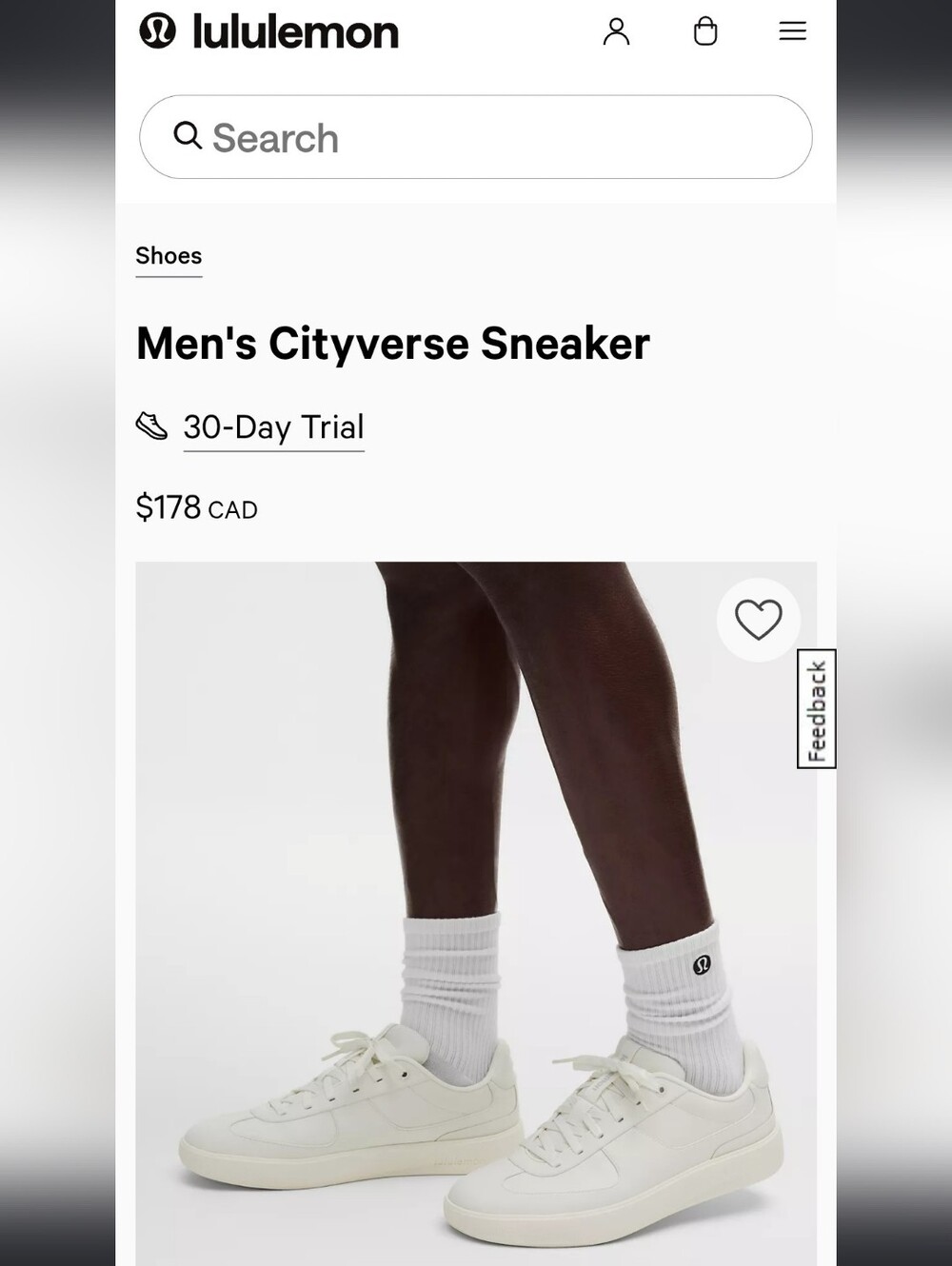 Lululemon Cityverse Sneakers,Vegan Leather,Men's 9.5/EU 43